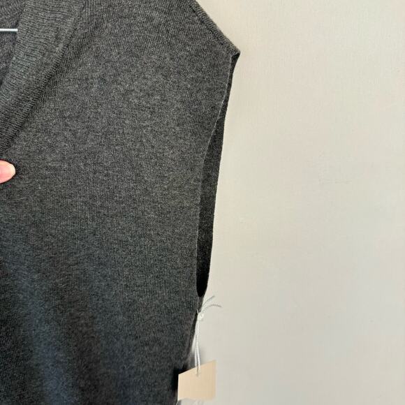 Nwt Worthington Gray Sleeveless Knit Oversized Slit V Neck Sweater Top Sz Small - Picture 5 of 11
